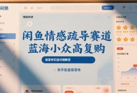 闲鱼情感疏导赛道，蓝海小众高复购，高客单实操详细教程，新手能直接落地
