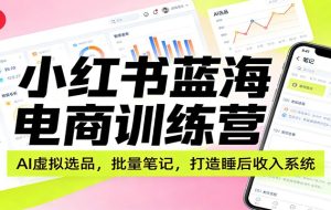 小红书蓝海电商训练营：AI虚拟选品，批量笔记，打造睡后收入系统