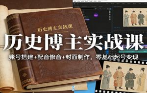 历史博主实战课：账号搭建+配音修音+封面制作，零基础起号变现