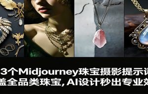 463个Midjourney珠宝摄影提示词：覆盖全品类珠宝，AI设计秒出专业效果