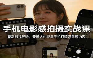 手机电影感拍摄实战课：无需影视经验，普通人也能靠手机打造高质感内容