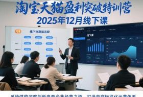 淘宝天猫盈利突破特训营25年12月线下课，系统性的深度剖析电商企业经营之道，打造电商标准化运营体系