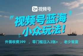 视频号蓝海小众玩法！外面收费399，零门槛日入3张+，老少皆宜