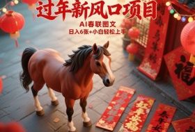 过年新风口项目，用ai春联图文，日入6张+小白轻松上手【揭秘】