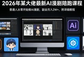 26年某大佬最新Ai漫剧陪跑课程，普通人从零开始做AI漫剧，副业月入2W+