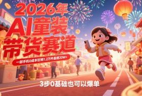 AI童装新春带货赛道，一部手机0成本狂销1.2万件喜提20W+，3步0基础也可以爆单