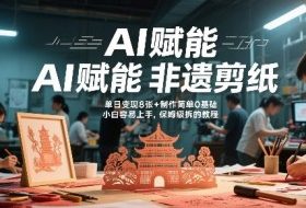 AI赋能非遗剪纸，地标性建筑爆款视频，单日变现8张+制作简单0基础，小白容易上手，保姆级拆解教程
