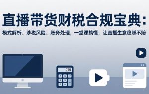 （17354期）直播带货财税合规宝典：模式解析、涉税风险、账务处理，一堂课搞懂，让直播生意稳赚不赔