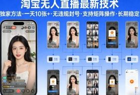 淘宝无人直播【最新技术】，独家方法，一天搞10张+，无违规封号，支持矩阵操作，长期稳定【内部揭秘】