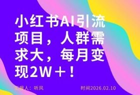 她通过这个AI项目每月做到2W＋的收入，最新小红书AI项目，人群需求大！