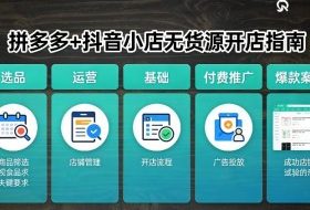 拼多多+抖音小店无货源开店，包括：选品、运营、基础、付费推广、爆款案例等(更新26年2月)