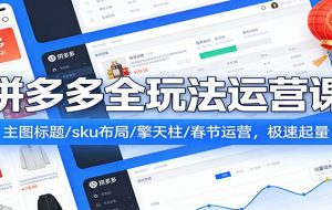 拼多多全玩法运营课：主图标题/sku布局/擎天柱/春节运营，极速起量