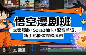 悟空漫剧班：文案爆款+Sora2抽卡+配音剪辑，新手也能做爆款漫剧