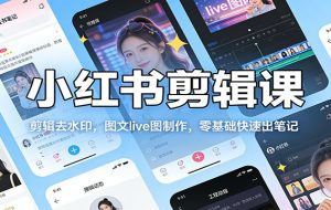 小红书剪辑课：剪辑去水印，图文live图制作，零基础快速出笔记
