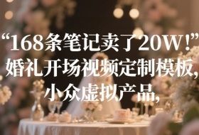 168条笔记卖了20W！婚礼开场视频定制模板，小众虚拟产品