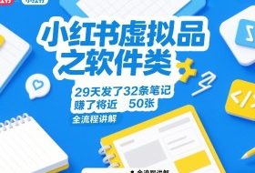 小红书虚拟品之软件类，29天发了32条笔记，賺了将近50张，全流程讲解