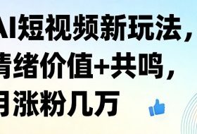 AI短视频新玩法，情绪价值+共鸣，月涨粉几万