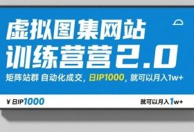 虚拟图集网站训练营2.0，矩阵站群自动化成交，日IP1000，就可以月入1w+