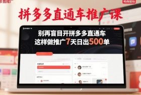 拼多多直通车推广课，别再盲目开拼多多直通车，这样做推广7天日出500单