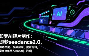 （17396期）即梦AI短片制作(更新)：即梦seedance2.0，脚本生成、视频渲染、成片剪辑，学完接单月入10000+