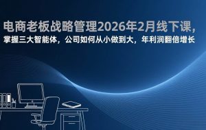 (17417期)电商老板战略管理2026年2月线下课,掌握三大智能体,公司如何从小做到大,年利润翻倍增长