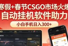 寒假+春节CSGO市场火爆,配合游戏自动挂G软件,小白只用一台手机也可日入3张【揭秘】