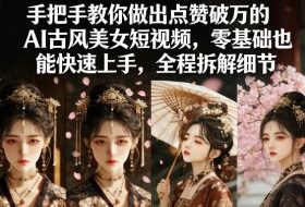 手把手教你做出点赞破万的AI古风美女短视频,零基础也能快速上手,全程拆解细节