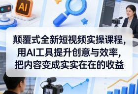 颠覆式全新短视频实操课程,用AI工具提升创意与效率,把内容变成实实在在的收益
