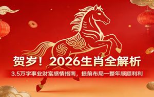 贺岁！2026生肖全解析，3.5万字事业财富感情指南，提前布局一整年顺顺利利