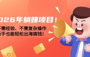 (17448期)2026年躺赚项目!不需经验、不需复杂操作,新手也能轻松出海搞钱!