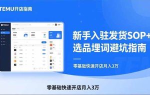 （17467期）TEMU从入门到爆单：新手入驻发货SOP+选品埋词避坑指南，零基础快速开店月入3万