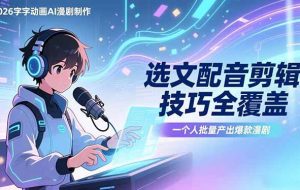 （17477期）2026字字动画AI漫剧制作-1期，选文配音剪辑技巧全覆盖，一个人就能批量产出爆款漫剧