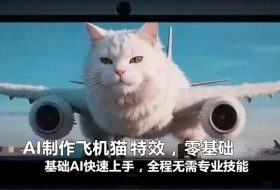AI制作飞机猫特效，零基础AI快速上手，全程无需专业技能