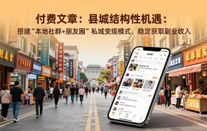 (17518期)付费文章:县城结构性机遇:搭建“本地社群+朋友圈”私域变现模式,稳定获取副业收入