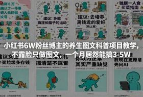 小红书6W粉丝博主的养生图文科普项目教学，不露脸只做图文，一个月居然能搞3-5W