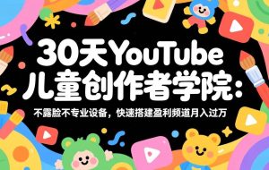 （17554期）30天YouTube儿童创作者学院：不露脸不专业设备，快速搭建盈利频道月入过万