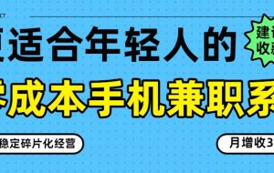 零成本手机兼职系列，长期稳定碎片化经营，月增收3000+