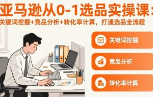 (17567期)亚马逊从0-1选品实操课(更新3月):关键词挖掘+竞品分析+转化率计算,47节打通选品全流程