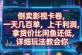 倒卖影视卡卷，一天几百单，上千利润，拿货价比闲鱼还低，详细玩法教会你【揭秘】