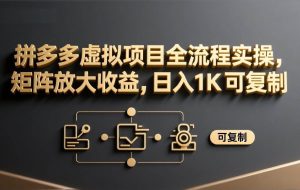 （17581期）拼多多虚拟项目全流程实操，矩阵放大收益，日入 1K 可复制