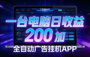（17585期）全自动广告挂机 · 被动收益终端，单机稳定日收益200+，零门槛