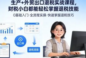 生产+外贸出口退税实战课程，财税小白都能轻松掌握退税技能