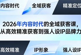 2026年内容时代的全域获客课，从高效精准获客到强人设IP品牌力