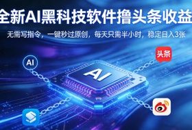 全新AI黑科技软件撸头条收益！无需写指令，一键秒过原创，每天只需半小时，稳定日入3张【揭秘】