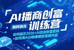 AI播商创富训练营，如何赢在2026+AI创业财富密码+如何用AGI做爆款视频内容