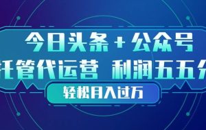 （17617期）头条加公众号 托管代运营 利润分成模式 轻松月入过万