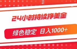 （17619期）24小时持续挣美金，绿色稳定，小白当天上手，日入1000+