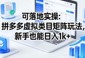 可落地实操：拼多多虚拟类目矩阵玩法，新手也能日入1k+【揭秘】