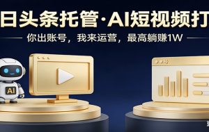 头条号AI托管，我提供作品，你提供账号，每天5分钟发布，小白躺赚3000+