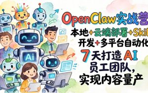 （17626期）OpenClaw实战营：本地+云端部署+Skill开发+多平台自动化，7 天打造 AI 员工团队，实现内容量产